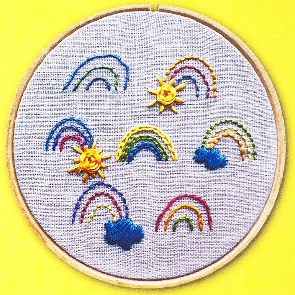 Sunshine and Rainbows Embroidery Kit – DIY Beginner-Friendly Complete Craft Set
