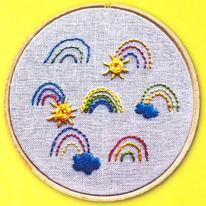 Sunshine and Rainbows Embroidery Kit – DIY Beginner-Friendly Complete Craft Set