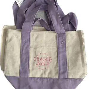 Trader Joe's Mini Tote Bag Purple Color. Eco-Friendly Durable for Everyday Use Lightweight & Portable