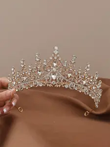 Gold Crown Elegant Crown Design for Women Crystal Princess Tiaras Rhinestone Queen Headband Wedding Bridal Hair Accessories Bridal Hairpiece Birthday Prom Pageant Party Coming of Age Ceremony Photo Props