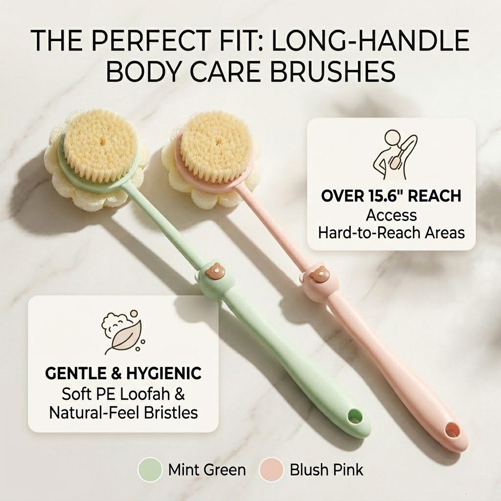 Back Scrubber for Shower,Bath Brush with Long Handle,Bath Brush Body Exfoliator for Wet or Dry Brushing,Men and Women (Blue)