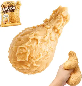 Fried Chicken Squishy Toy 8 Inch Giant Chicken Leg Squeeze Toy Crispy Drumstick Stress Relief Soft Slow Rising Funny Food Squishies Realistic Texture for Adults Party Favor Gift(1pc)