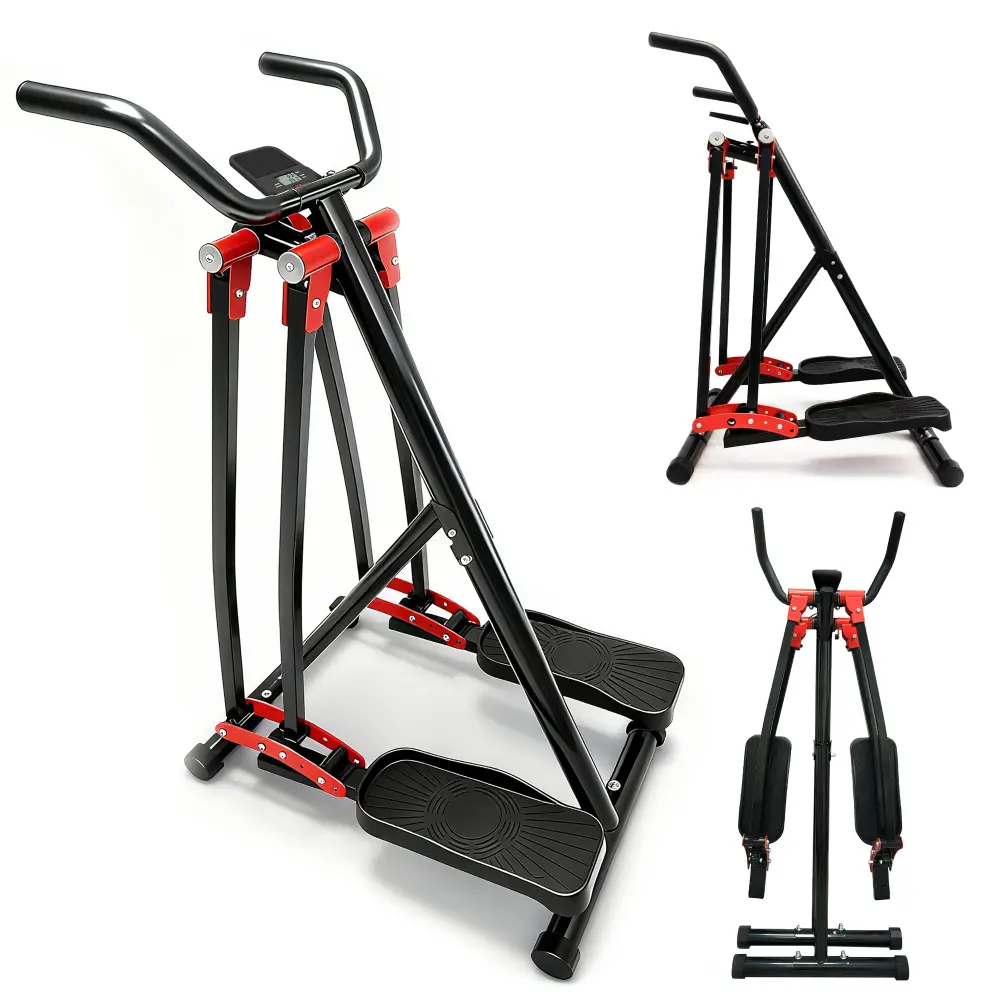 Foldable Air Walker Elliptical Machine - Compact Folding Air Glider with LCD Display, Joint-Friendly Low-Impact Home Fitness Equipment, Portable Cardio Gear That Fits All Heights, Maximizes Space, Minimizes Clutter for Safe Small-Space Home Gym Workouts,,