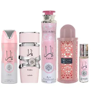 Lattafa YARA NOW Women's 5-Piece Gift Set - Jasmine Vanilla Flower Body Care Kit with Air Freshener, Deodorant, Roll-On