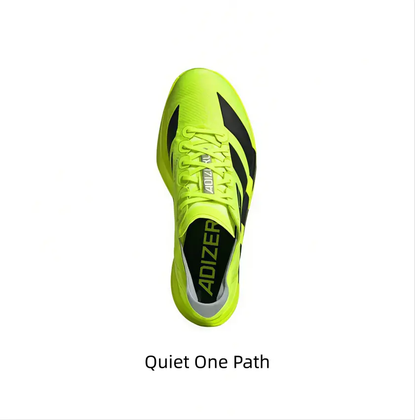 Streamlined racing running sneakers with sleek thin upper and wide slanted graphic stripes on side