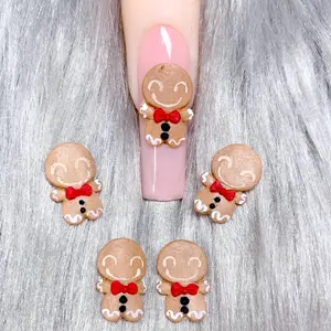 Premade 3D acrylic Gingerbread man Christmas handmade nail charms nail arr