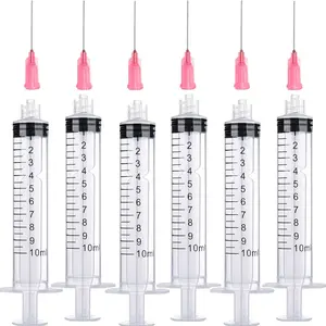 10ML/CC Ink Filling Syringe with Measurement and Blunt Needle Tip for Fountain Pen Computer Printer 6pcs