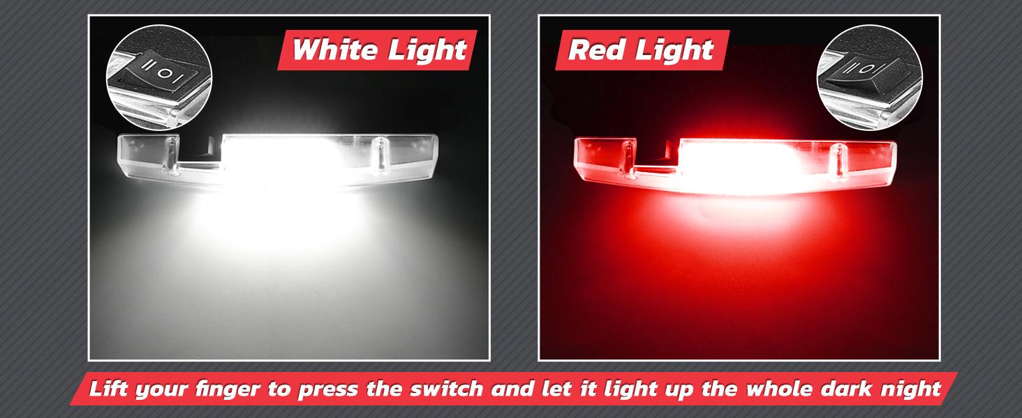 UTV Roll Bar Mount Dome Light - Universal Interior LED Light with White/Red Interior Lighting for Polaris RZR, Can Am, Tacoma, Kubota, GMC F250, Talon, Kawasaki Mule Teryx, Yamaha UTV/ATV, Boat, Cub Cadet Challenger, Maverick