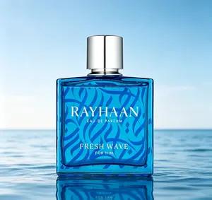Rayhaan Fresh Wave Eau de Parfum Spray for Men 3.4 Ounce 100ml, Crisp Aquatic Citrus Masculine Fragrance with Bright Zesty Citrus, Cool Marine & Woody Undertones, Long Lasting Light Cologne Perfect for Summer Daily Casual Wear