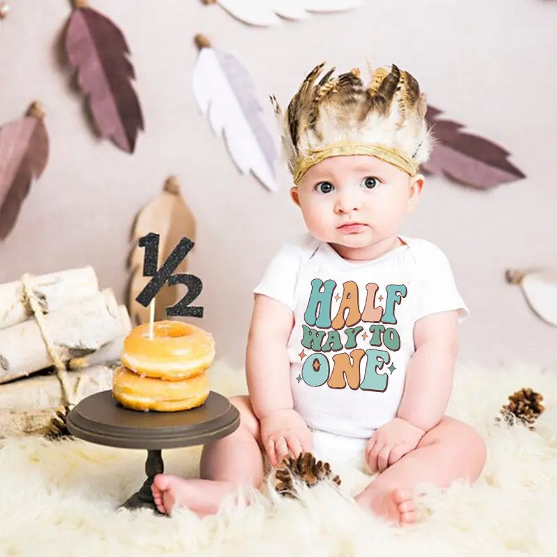 Retro Half Way To One Baby Bodysuit It's My Half Birthday Infant Clothes 6 Months Birthday Girl Boy Jumpsuit Short Sleeve Romper - TikTok Shop Retro Half Way To One Baby Bodysuit It's My Half Birthday Infant Clothes 6 Months Birthday Girl Boy Jumpsuit Short Sleeve Romper - TikTok Shop
