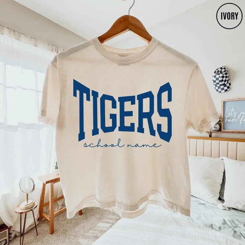 Custom School Mascot Boxy Tee, Personalized College Team Crop Shirt, Game Day Spirit Apparel