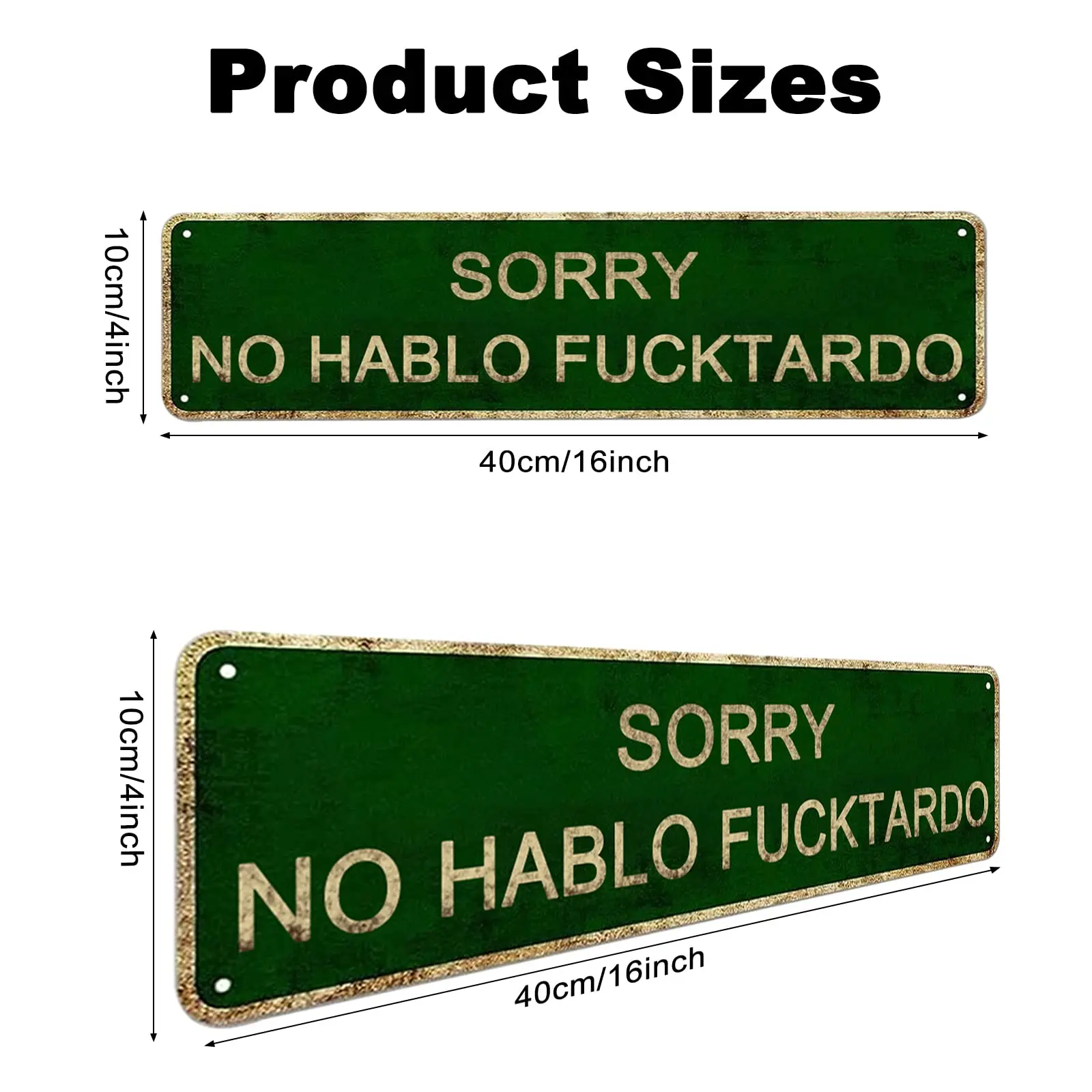 LINStore Sorry No Hablo Fucktardo, Funny Vintage Metal Tin Sign, Retro Style Home/Garage/Bar Wall Decor - Best Decor Gift Ideas for Women Men Friends,Unique Fathers Day Gift Decorative Plaque Wall Art Plaque