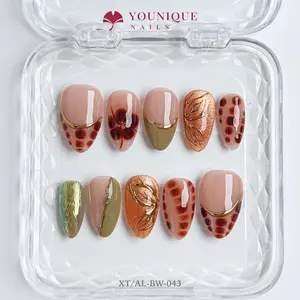 Younique Nails 2025 | XT Studio | Olive Temptation  | 10PCS 100% Handmade Press-On Nails | Reusable Colorful Art
