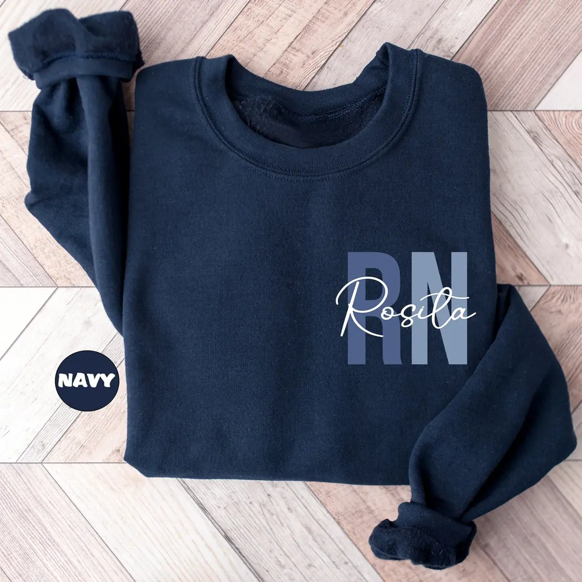 Custom Registered Nurse Sweatshirt With Name, Personalized RN Pocket Crewneck, Nurse Life Outfit, Nurse Appreciation Clothing, Cute Nurse Gift