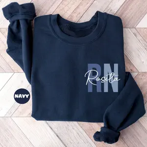 Custom Registered Nurse Sweatshirt With Name, Personalized RN Pocket Crewneck, Nurse Life Outfit, Nurse Appreciation Clothing, Cute Nurse Gift