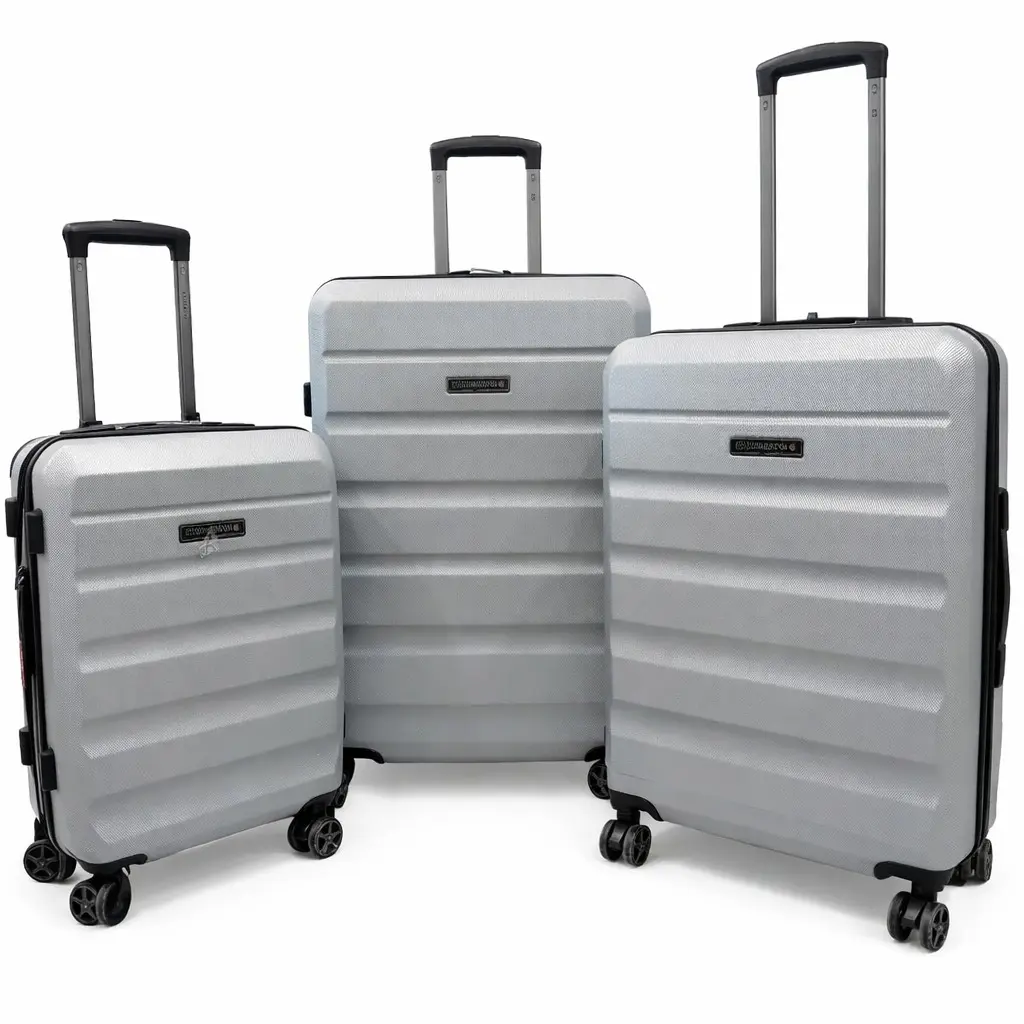 Swissbrand Anver Silver 3-Piece Expandable Hard-Shell Luggage Set with 4 Spinner Wheels, TSA Approved Lock and Lightweight Carry-On, 4 Wheels 360 Rotation, Anti-Theft, On The Road, Travelers, Zipper, Small, 3 Piece Carry-On Luggage