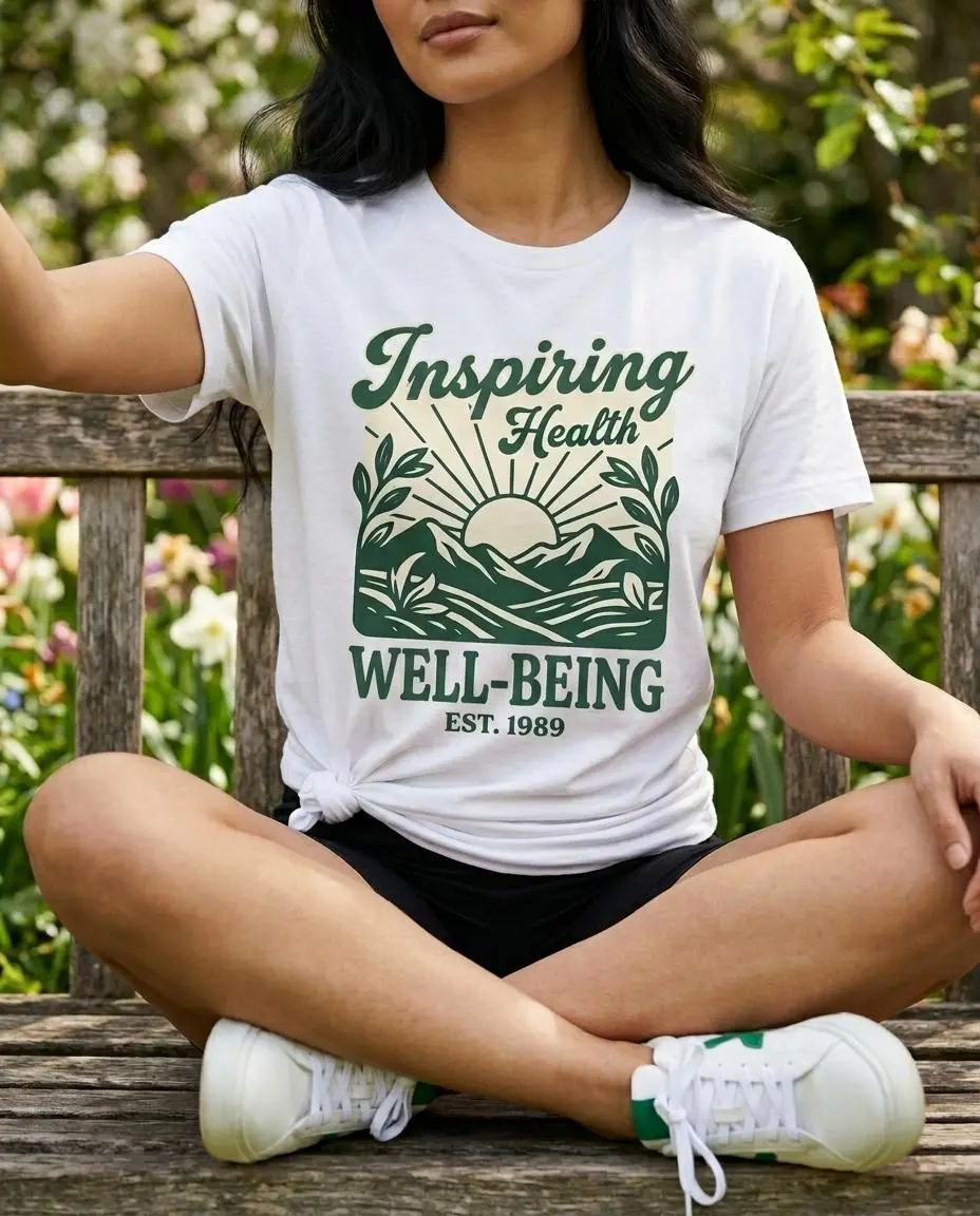 Inspiring Health Well-Being Quote Womens Organic Cotton Graphic Tee