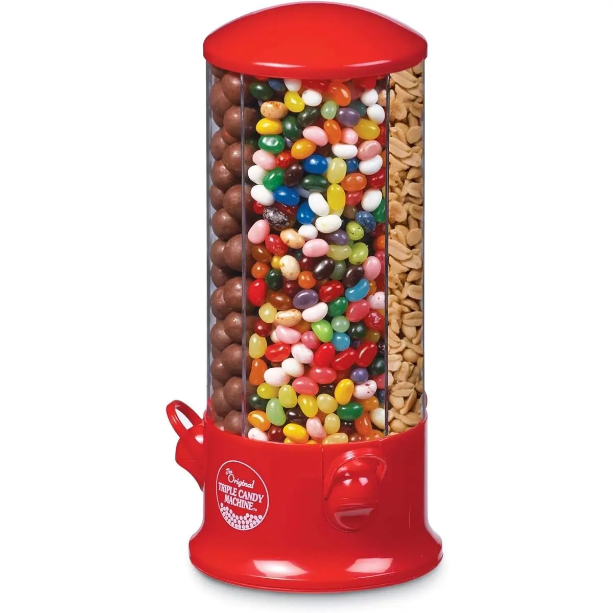 212 MAIN Red Triple-Rotating Canister Jar Candy Dispenser, Handy Home Organizer Storage Bottles, Ideal Gift for Home Supplies