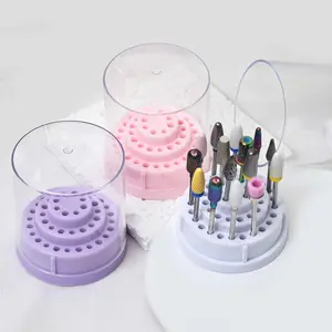 Nail Art Tools Storage Box, 48-Hole Drill Bit Organizer, Display Rack for Bits, Transparent, Dust-Proof, Cleaning Display Box, Nail Tools Storage Box, Compartment