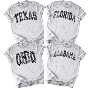 Retro State Name Color Blast Tee, Comfort Colors Tshirt, Vintage Collegiate Style, Cotton, Crew Neck, California, Florida, Texas, New York