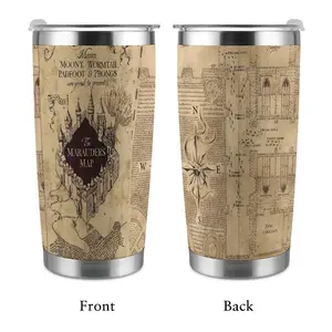 Wizard 40oz Tumbler Gift for Wizarding Fans Marauders Map, Funny Magic World Tumbler Christmas Birthday Halloween Present for Fans Cute Fantasy Gift Book Lover Drinkware Magical Symbols, 20oz 30oz Stainless Steel Cup