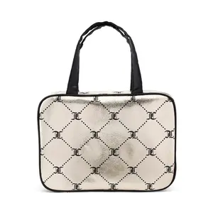 JC Lattice Logo Print Gold PU Weekender