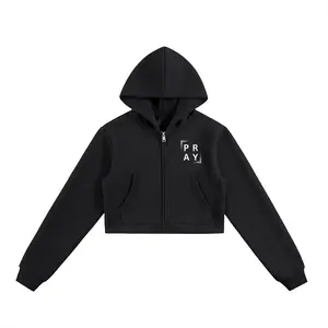 Essential Cropped Zip-Up Hoodie