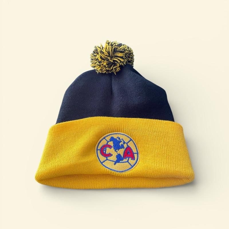 Mexican Soccer Team Embroidery Beanie with Pom Pom -  Knit Hat