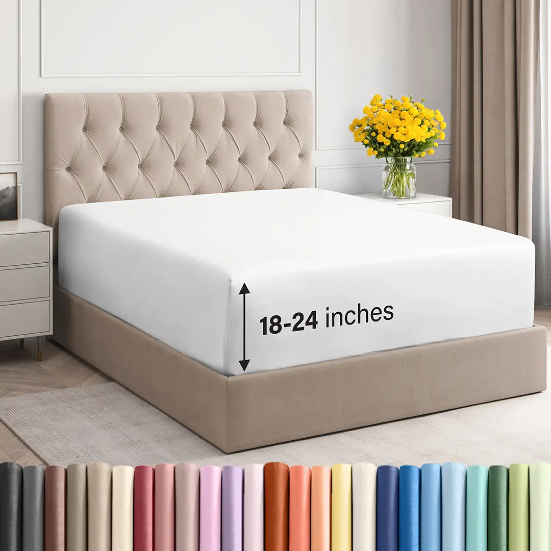 CGK Deep Pocket Fitted Sheet ONLY – Ultra-Soft Microfiber, Wrinkle-Free, Fits Up to 24" Mattress (SINGLE SHEET)
