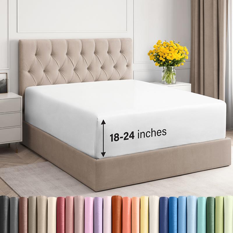 CGK Deep Pocket Fitted Sheet ONLY – Ultra-Soft Microfiber, Wrinkle-Free, Fits Up to 24" Mattress (SINGLE SHEET)