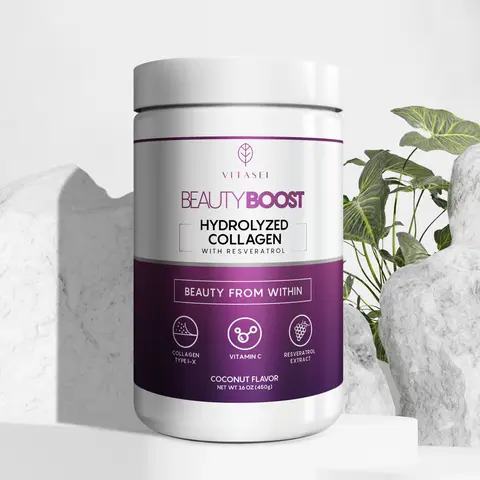 BEAUTY BOOST HYDROLYZED COLLAGEN WITH RESVERATROL COCONUT FLAVOR FOR SKIN CARE, NAIL CARE, HAIR CARE AND OVERALL WELLBEING Fitness Supplement
