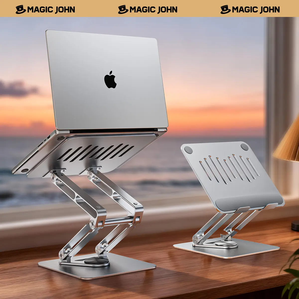 MAGIC JOHN Adjustable Laptop Stand for Desk, 360° Rotating Foldable Protable Laptop Riser Holder, Ergonomic Design Computer Notebook Stand Holder for MacBook Pro Air summerwins