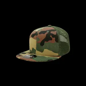 Rapid Dominance 5010-4WDLOLV Youth 6 Panel High Profile Structured Cotton Trucker Hat, Woodland & Olive - One Size Fits Most