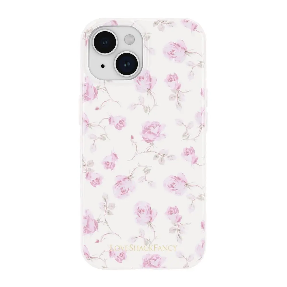 LoveShackFancy – Case-Mate Ribbon Rosa Flora iPhone 17e/16e/15/14/13 Case with MagSafe Sterling Dusk
