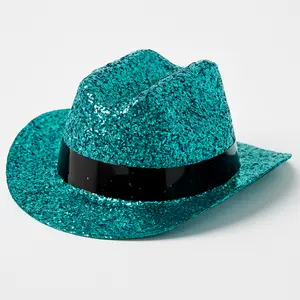 Turquoise Glitter Mini Cowboy Hat