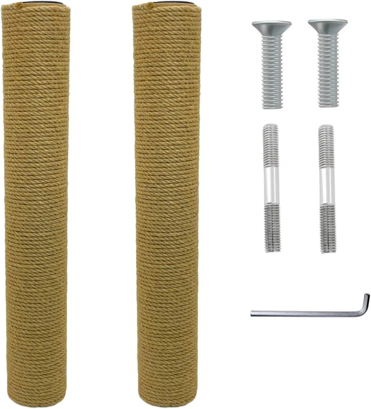 Fhiny 2PCS Cat Scratching Post Replacement 15" Natural Jute Spare Extension Scratch Post for Cats Tree DIY Craft Refill Pole Parts Hemp Rope Scratcher Climbing Perch
