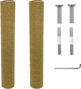 Fhiny 2PCS Cat Scratching Post Replacement 15" Natural Jute Spare Extension Scratch Post for Cats Tree DIY Craft Refill Pole Parts Hemp Rope Scratcher Climbing Perch
