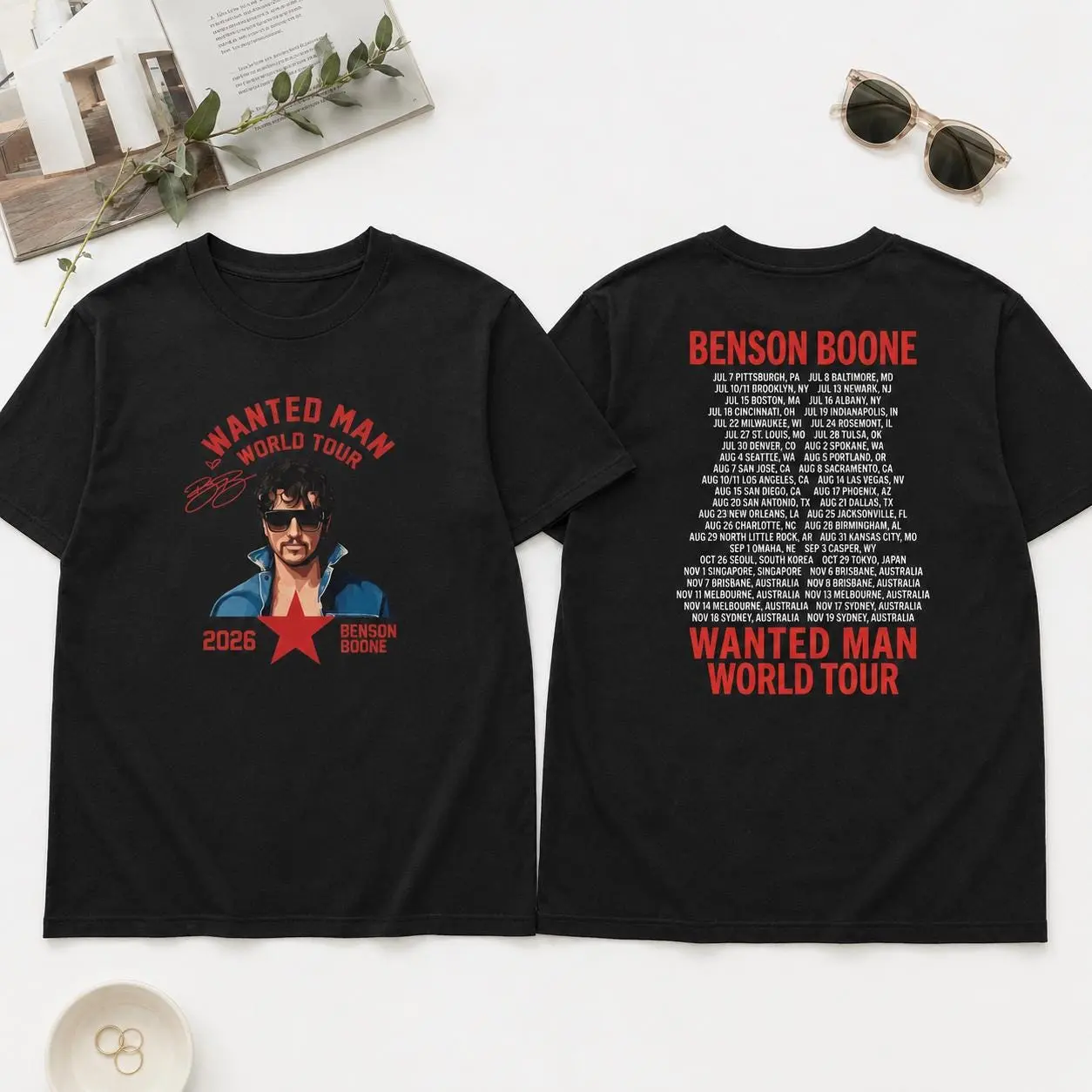 Benson Boone Wanted Man World Tour 2026 Shirt, Front and Back Concert Tee, Music Fan Gift, Unisex Graphic T-Shirt