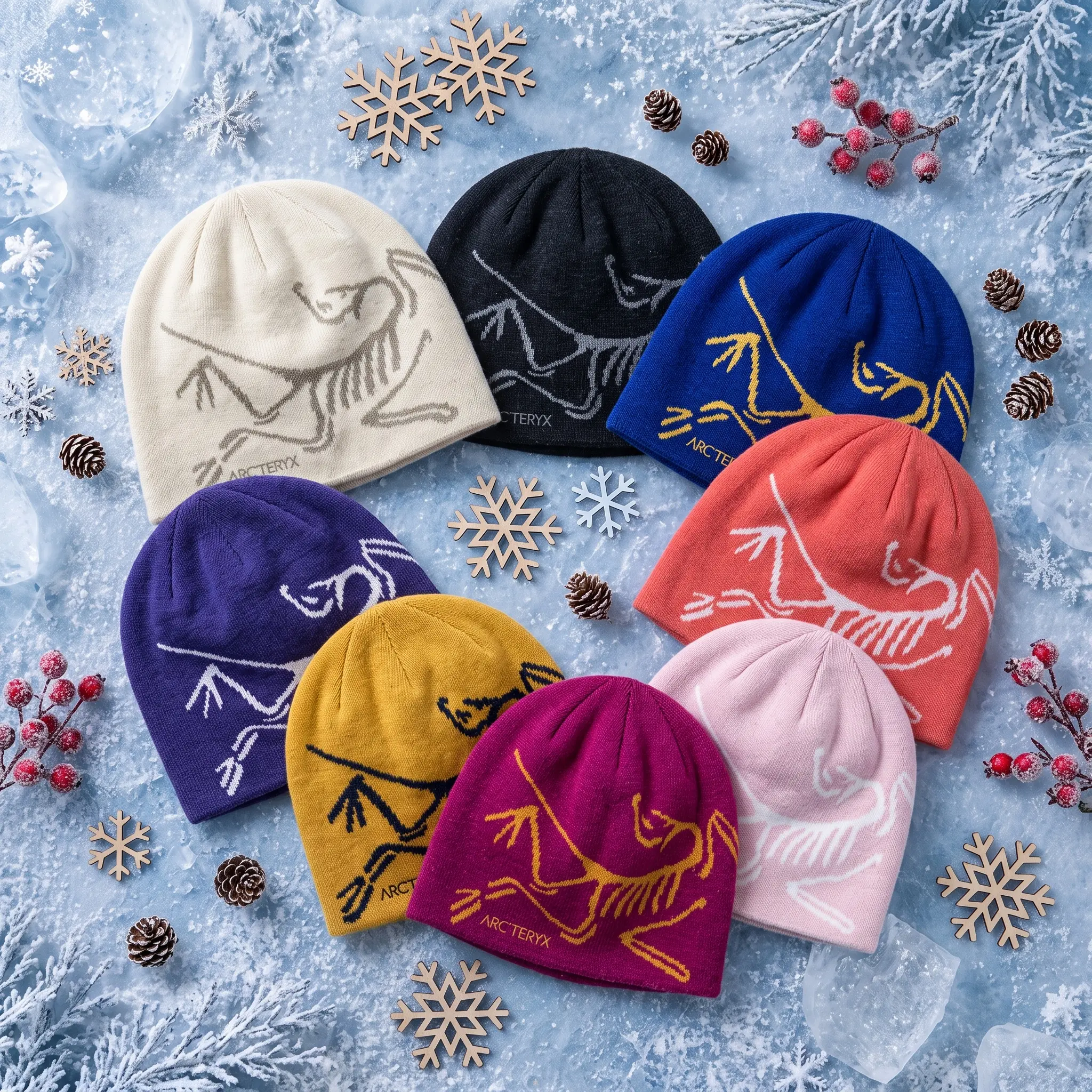 Arcteryx Bird Head Toque Festive Winter Beanie Multi-Color Grid | Warm Wool Blend Thermal Knit Cap | Y2K Frozen Legacy Skiing Outdoor Wear