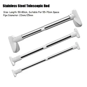 Clothing Hanger Telescopic Rod Stainless Steel Multipurpose Curtain Support Pole Balcony Clothes Drying Hanger For Wardrobe