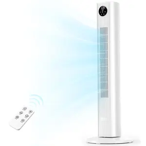 【NOT AC】Antarctic Star Tower Fan Portable Electric 85° Oscillating Fan with Remote Control, Quiet Operation, 3 Speed Settings & 12H Timer, Bladeless Standing Floor Fan for Bedroom & Office[No Cooling] [No Temperature Adjustment]