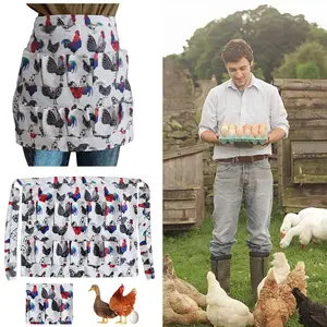 Chicken Pattern Apron, Novelty Cooking Aprons, 1 Count Multi-pocket Egg Collection Apron, Farm Animal Pattern Apron for Chicken Farm, Home Care Supplies
