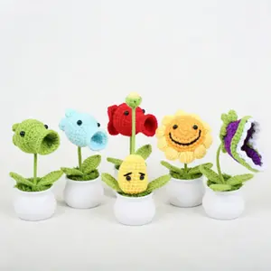 Hand-Knitted Plants vs. Zombies Crochet Pots | Cute Character Flower Decor | Desk/Game Gift