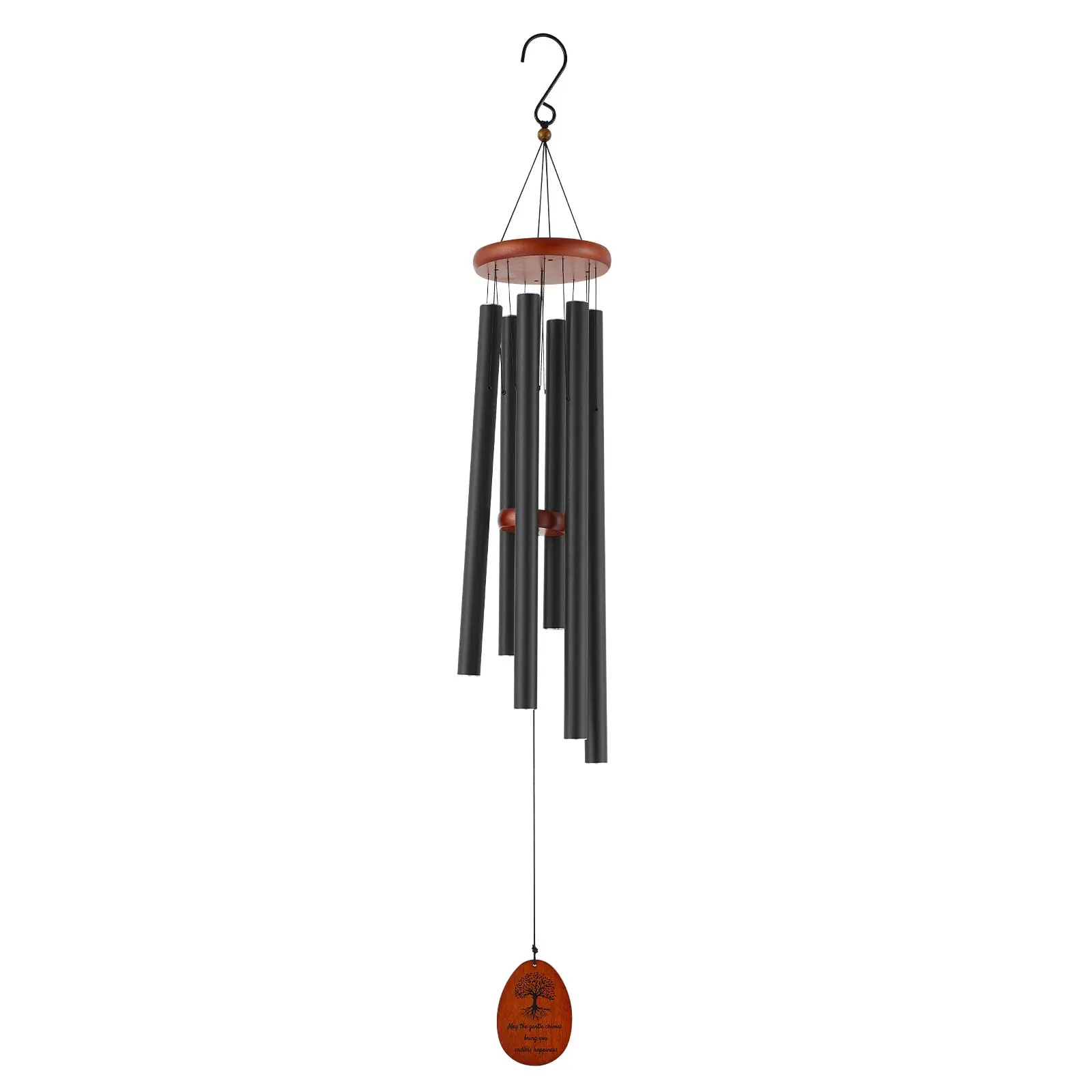 VEVOR Wind Chimes for Outside, 41 in, Deep Tone Wind Chimes with 6 Tubes, Unique Large Memorial Wind Chimes for Anniversary, Amazing Outdoor Decor for Your Patio, Porch, Garden and Backyard, BlackSummervibes Decoration Melodious