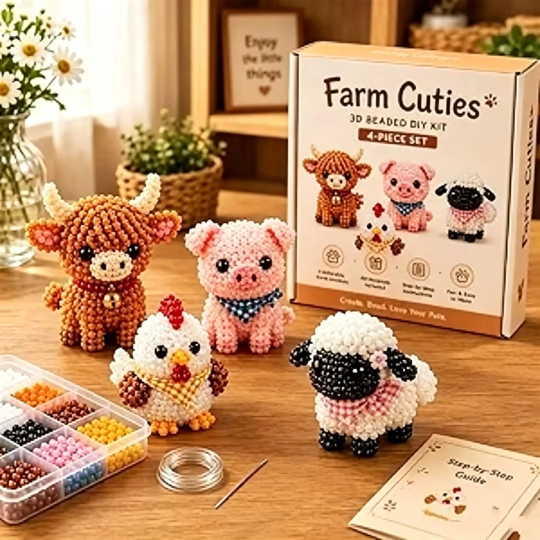 3D Beaded Gnome DIY Kit, Beaded Animal DIY Kit with Colorful Beads and Instructions, Crafting, Creative Craft Kits Gifts for Craft Enthusiasts, Patriotic Independence Day Mini Gnome Ornament Kit for Home Farmhouse Holiday Decoration