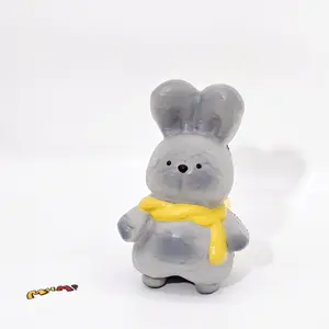 MHM Squishy Series Yellow Scarf Rabbit  Stress relief toy, made of viscous, moist, soft, and slow material.