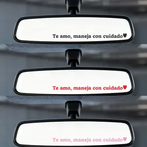 12-Piece Te Amo Maneja Con Cuidado Car Body Stickers Waterproof Window Decals Black Red Pink White Mirror Stickers Flash Diamond Emblem for Safe Driving Enhance Vehicle Look