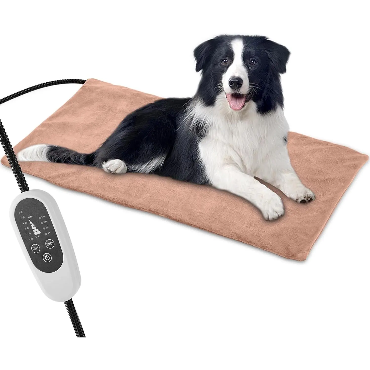 27.5x15.7 In Pet Heating Pad for Puppies & Older Dogs/Cats - 6 Temp Levels, 5 Timers, Waterproof, Chew-Resistant Cord, Adjustable Heat, Muscle Soothing, Indoor Warmth Relief Mat