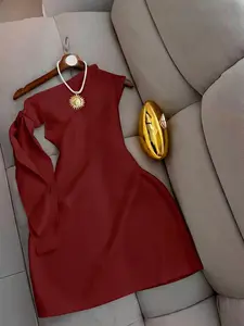 Women's Unique Designed Chic Knitted One-Shoulder Dress with Detachable Tie and Bowknot, Slim Fit and Slimming Short Style, Ideal for Dating and Party Wear