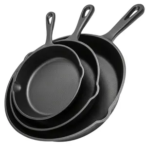 Premium 3pcs Cast Iron Skillet Set - Non-Stick Skillet with Drip Spout, Perfect for Holiday Cooking, RV Use, And Campfire Meals